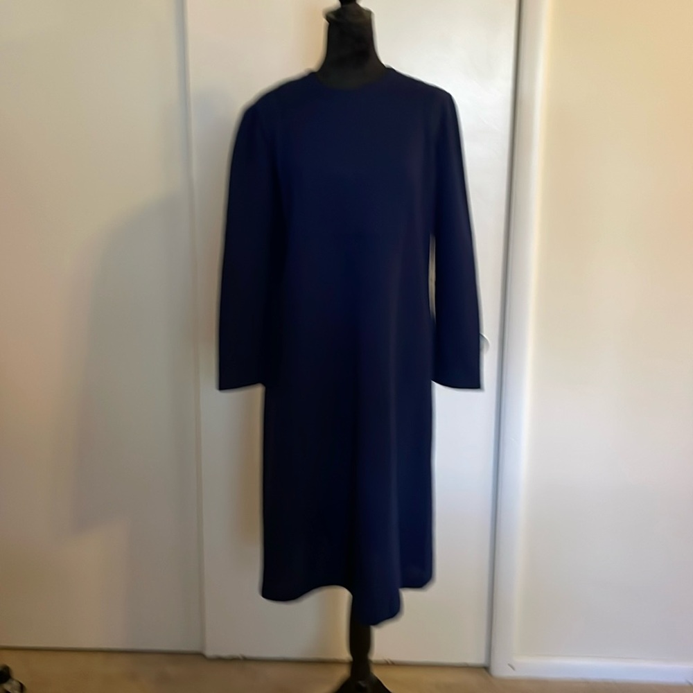 Dressbarn- long sleeved Blue Dress with square design on chest. Size XL.